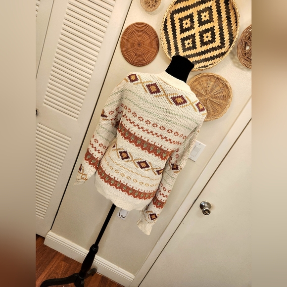 Soft And Cozy Cream V-Neck Button Up Knitted Sweater - Picture 8 of 10